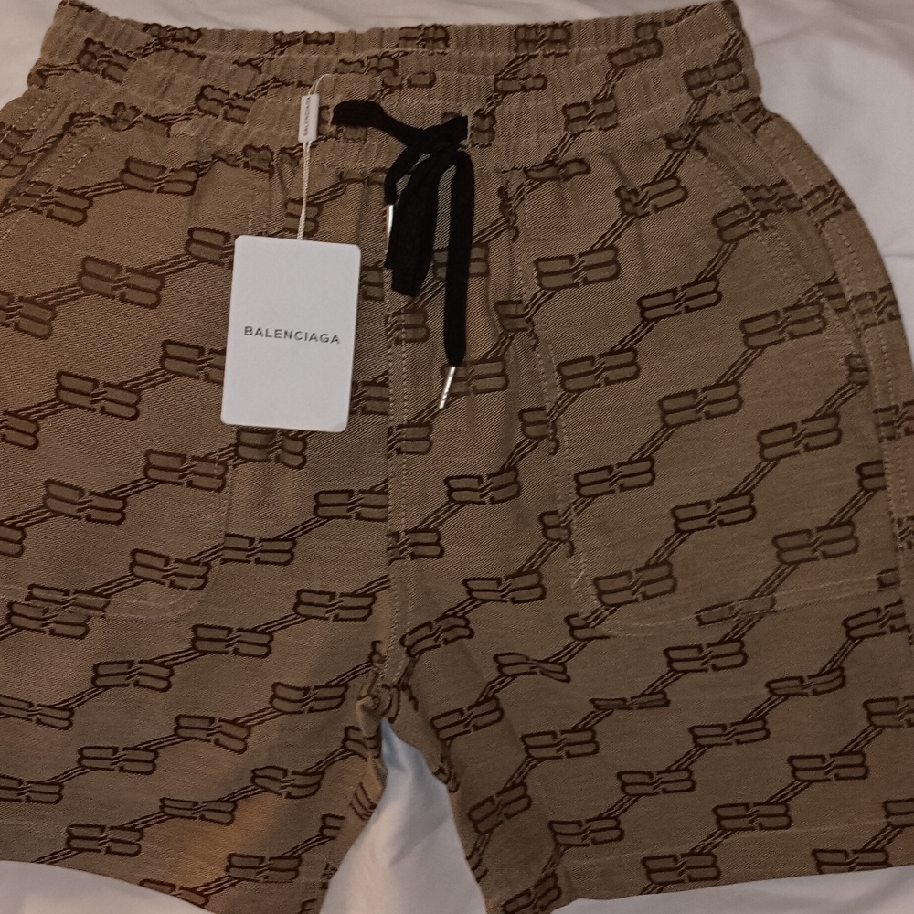 Balenciaga Brown Patterned Athletic Shorts